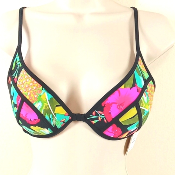 BODY GLOVE  Bikini Top SMALL PETITE Swim Vacation Multi-color PADDED UNDERWIRE - Picture 1 of 7